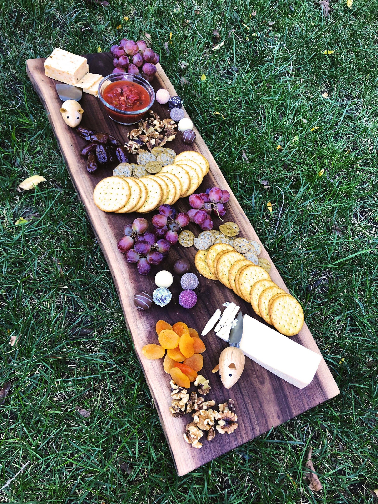 walnut wood cheese board with live edge