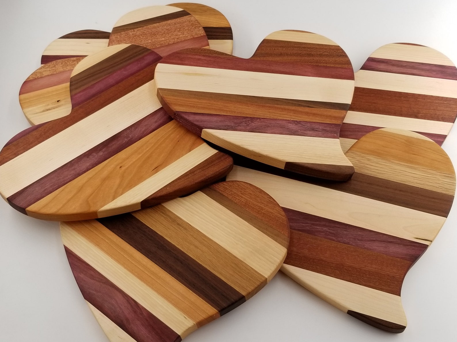 exotic wood heart shaped board